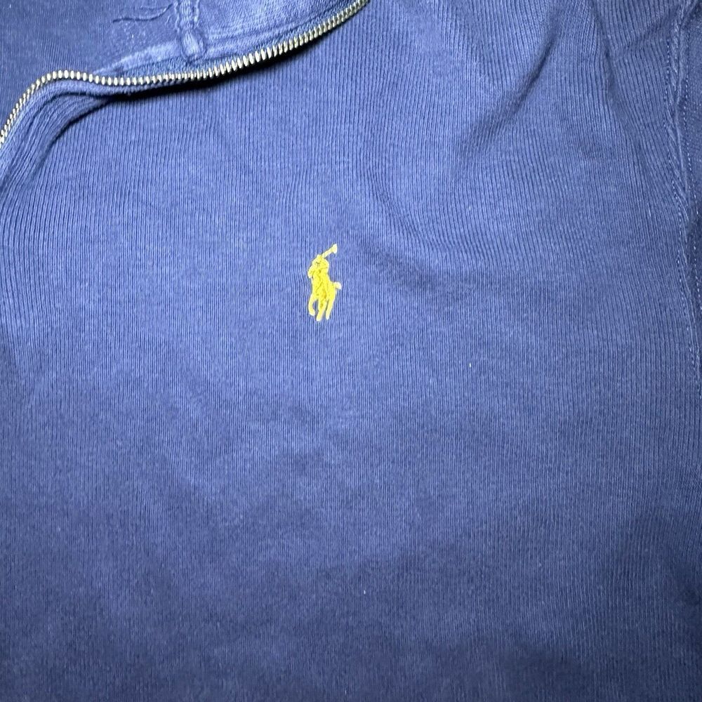 Polo Ralph Lauren‎ 1/4 Zip Pullover Sweater Mens 1XL Big Navy Blue Academia - Picture 5 of 10